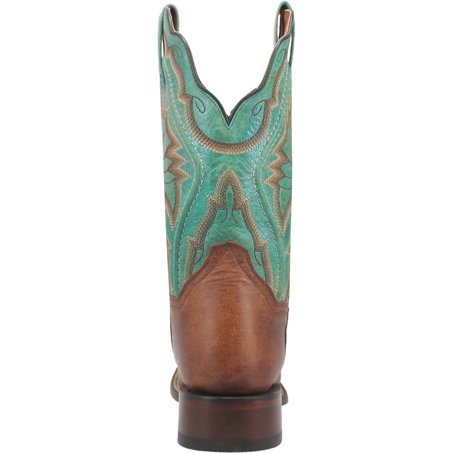 Dan Post Women's Babbs Brown Broad Square Toe Boots with Turquoise Tops