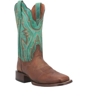 Dan Post Women's Babbs Brown Broad Square Toe Boots with Turquoise Tops