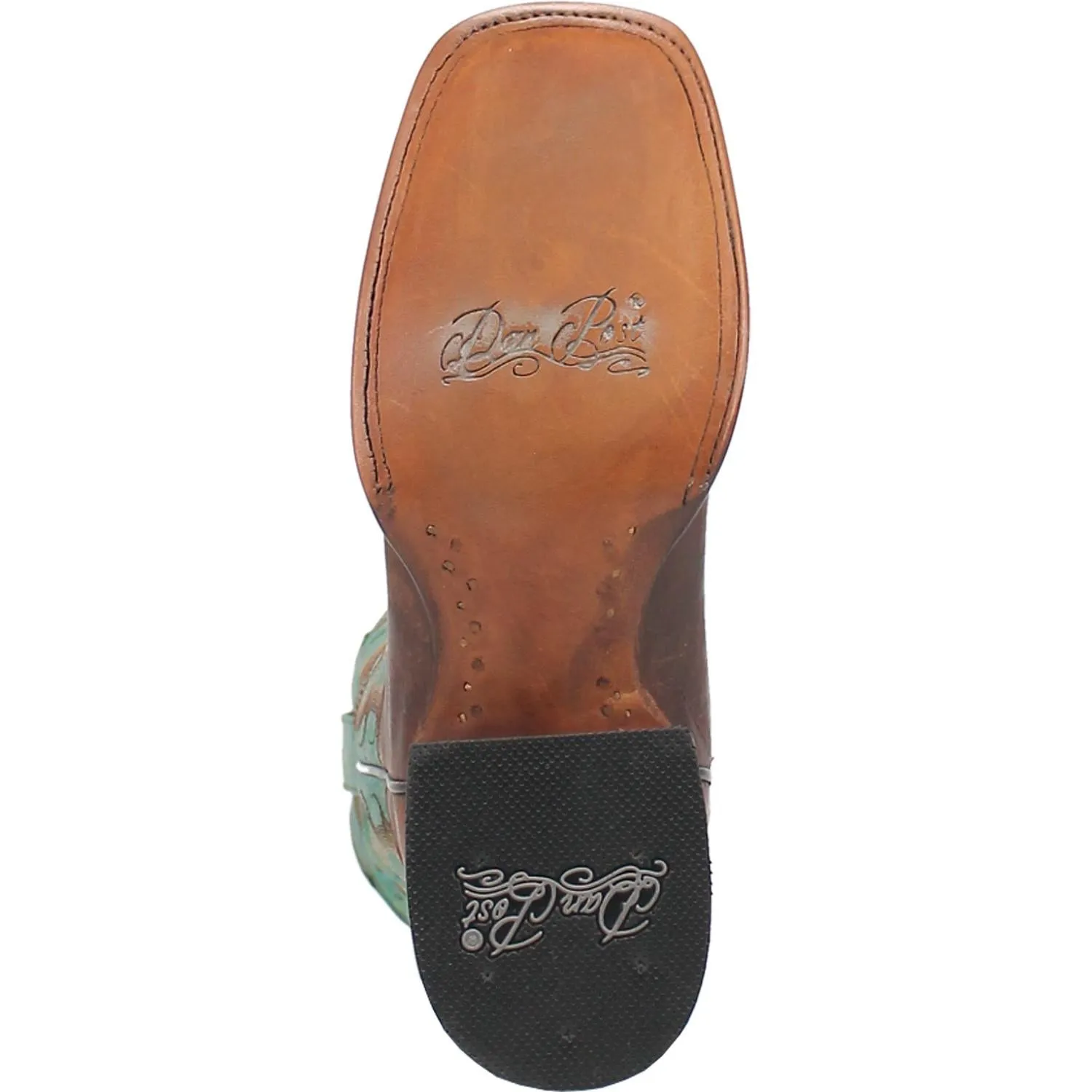 Dan Post Women's Babbs Brown Broad Square Toe Boots with Turquoise Tops