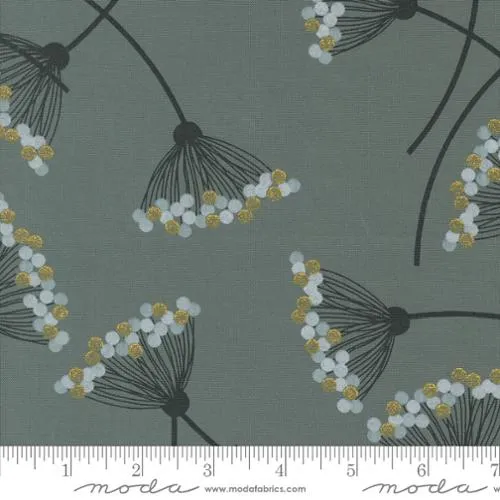 Dandelion in Metallic Grey --  Spotted -- Zen Chic -- Moda Fabric