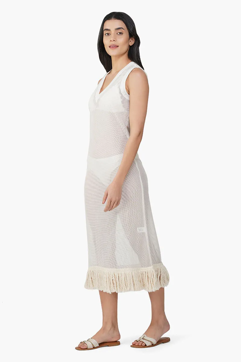 Delyssa Crochet Lace Fabric Fringes Cover Up