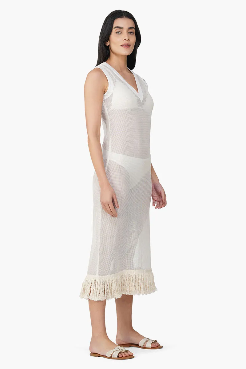 Delyssa Crochet Lace Fabric Fringes Cover Up