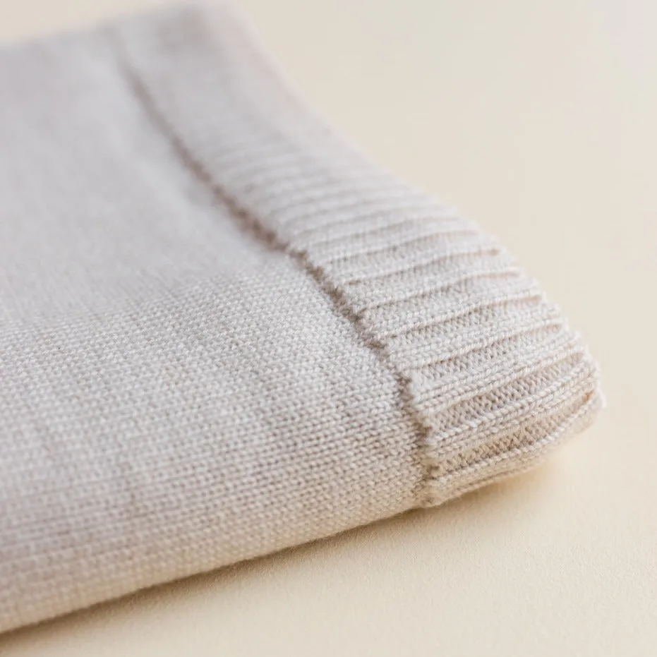 Didi Merino Wool Jersey Knit Baby Blanket (Off White)