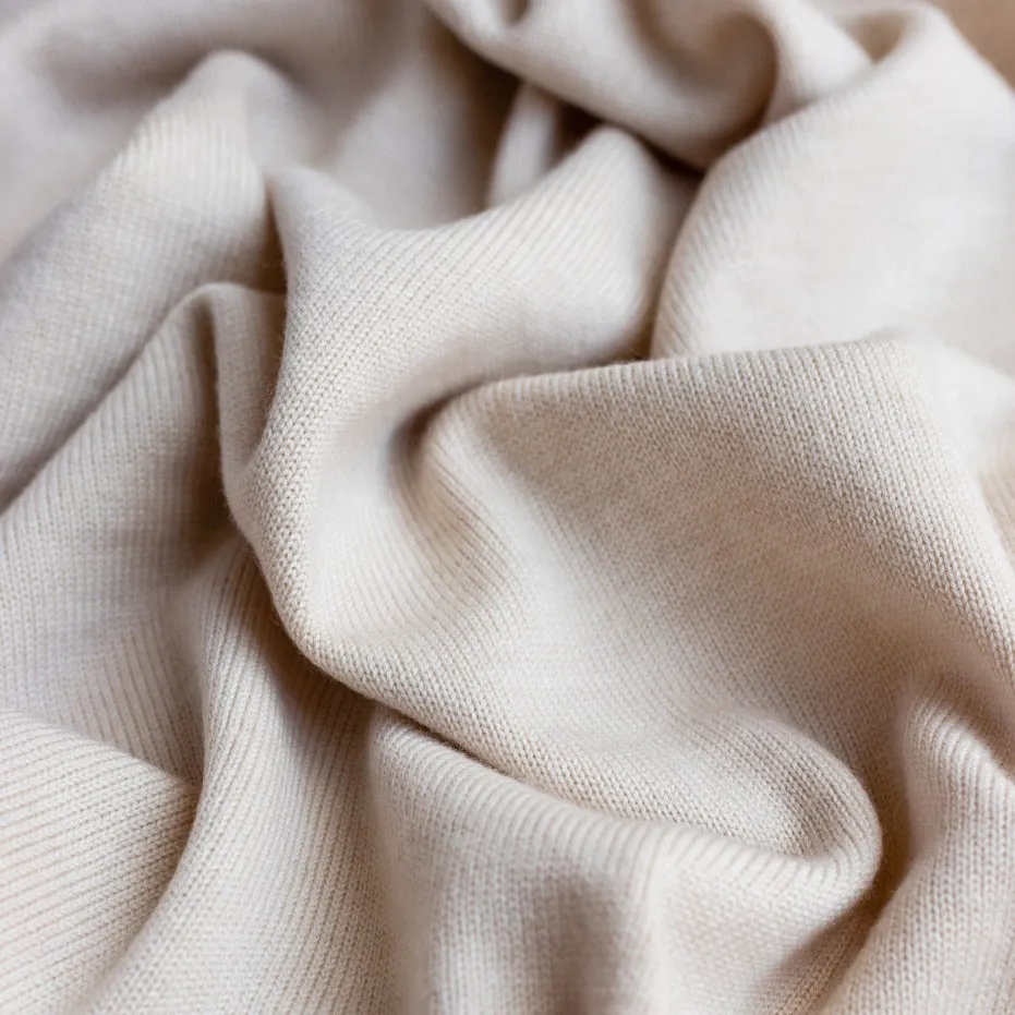 Didi Merino Wool Jersey Knit Baby Blanket (Off White)