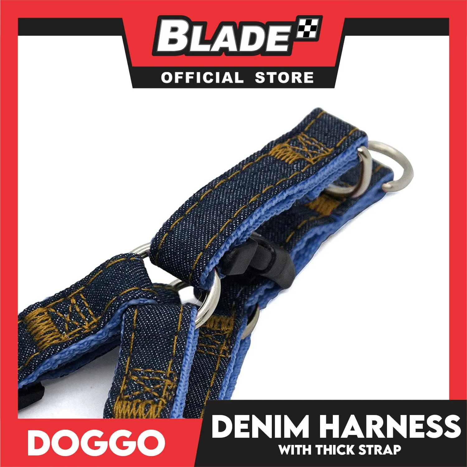 Doggo Denim Harness Extra Small Size (Black) Harness for Dog