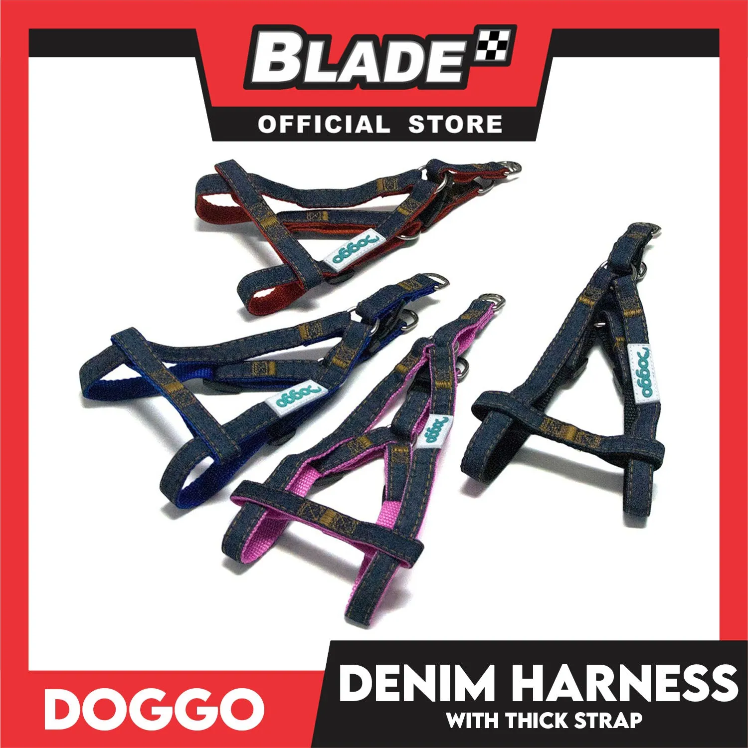 Doggo Denim Harness Extra Small Size (Black) Harness for Dog