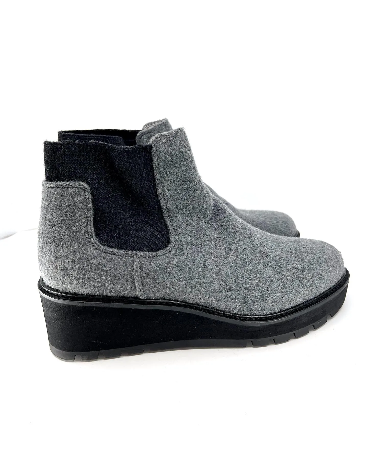 EILEEN FISHER CHELSEA FLEECE WEDGE WEDGE HEEL BOOTIES