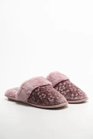 Embossed Velvet Slippers Pink