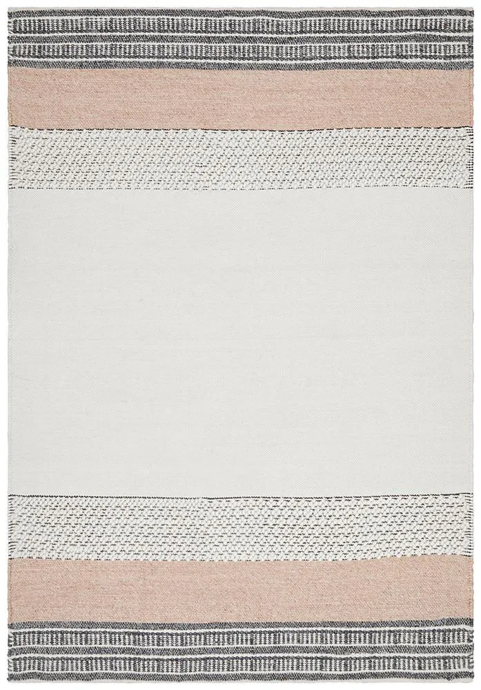 Esha Textured Woven Rug White Peach
