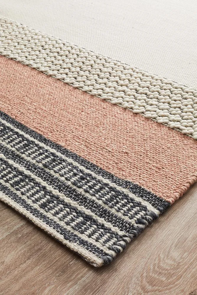 Esha Textured Woven Rug White Peach