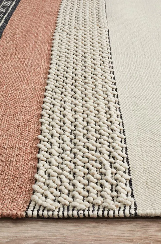 Esha Textured Woven Rug White Peach