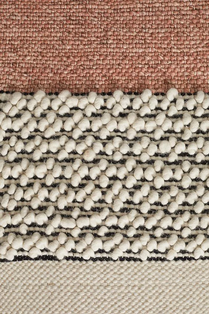 Esha Textured Woven Rug White Peach
