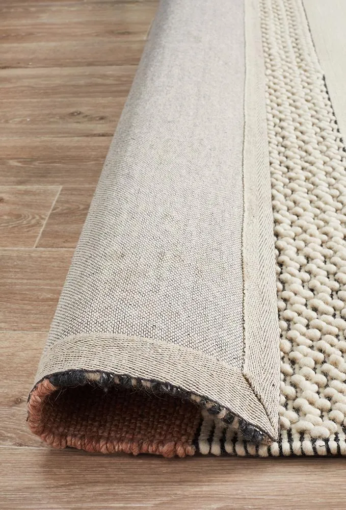 Esha Textured Woven Rug White Peach