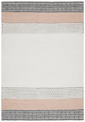 Esha Textured Woven Rug White Peach