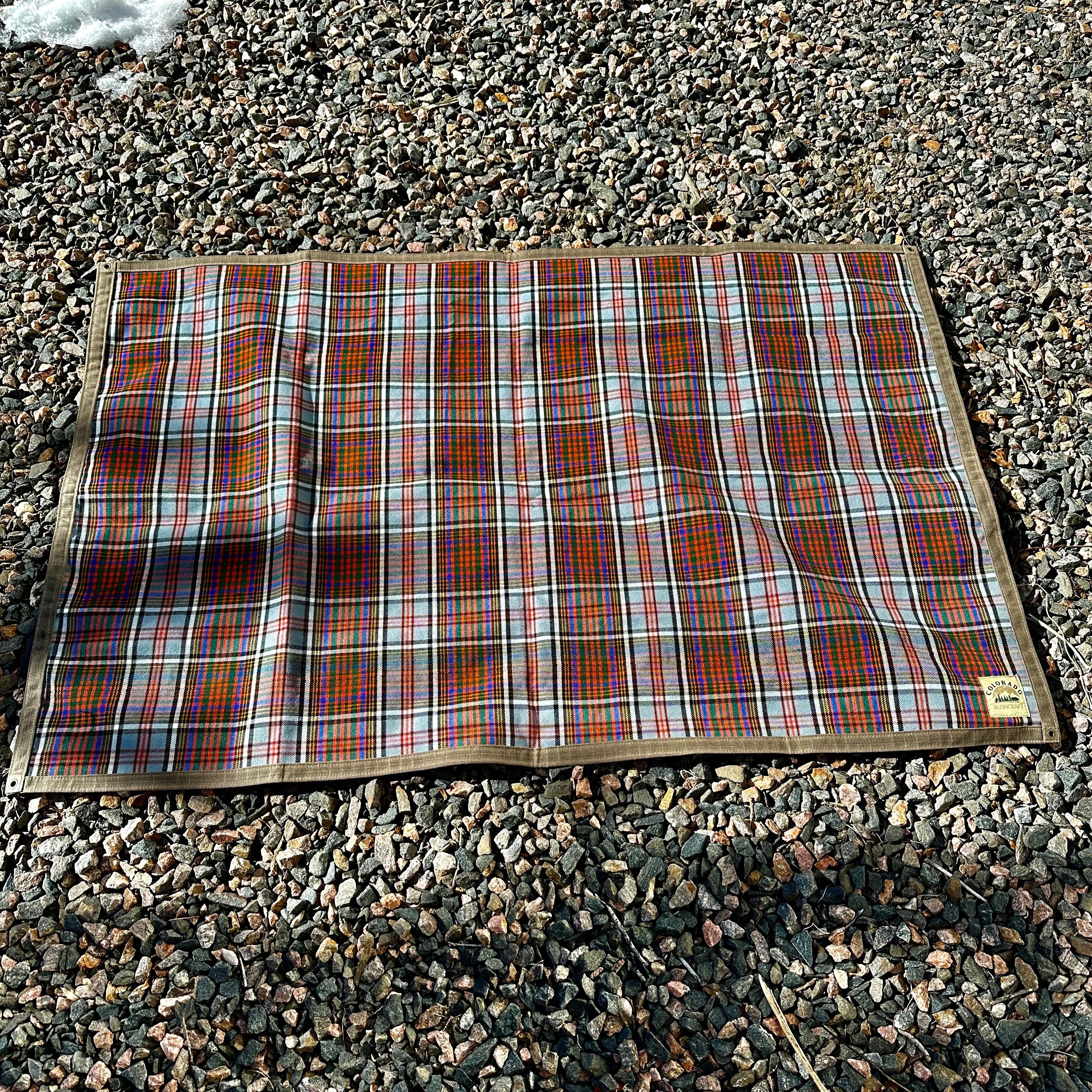Extra Large Waxed Canvas and Tartan Wool Lined Bushcraft Ground Cloth