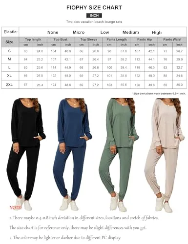FIOPHY Women's 2 Piece Outfits Lounge Sets Long Sleeve Tops and Jogger Sweatpants Sweats Track Suits Loungewear Pajama Sets - Black L