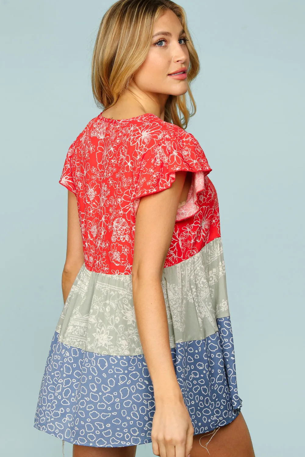 Floral Babydoll Tiered Woven Top