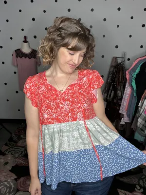 Floral Babydoll Tiered Woven Top