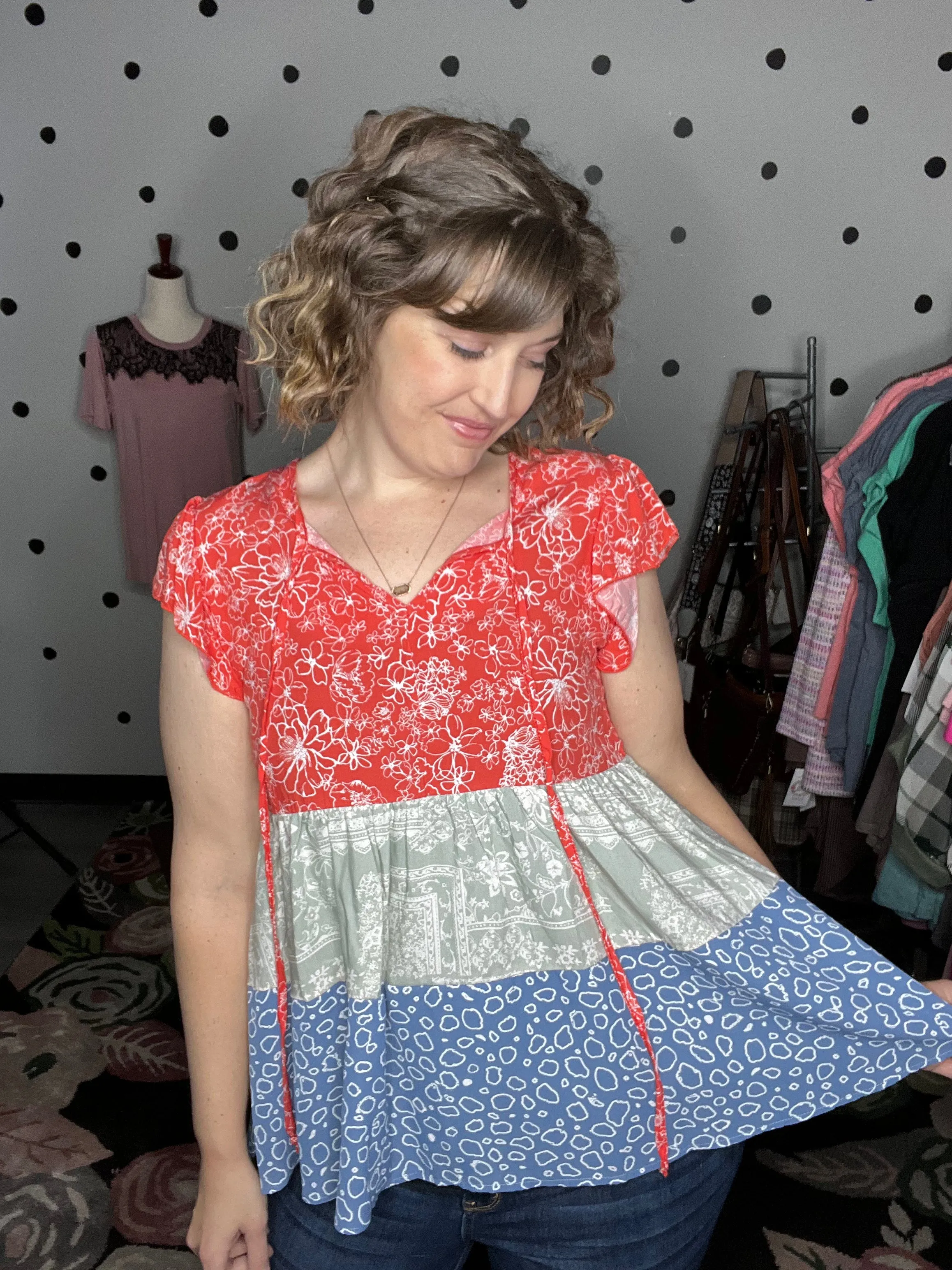 Floral Babydoll Tiered Woven Top
