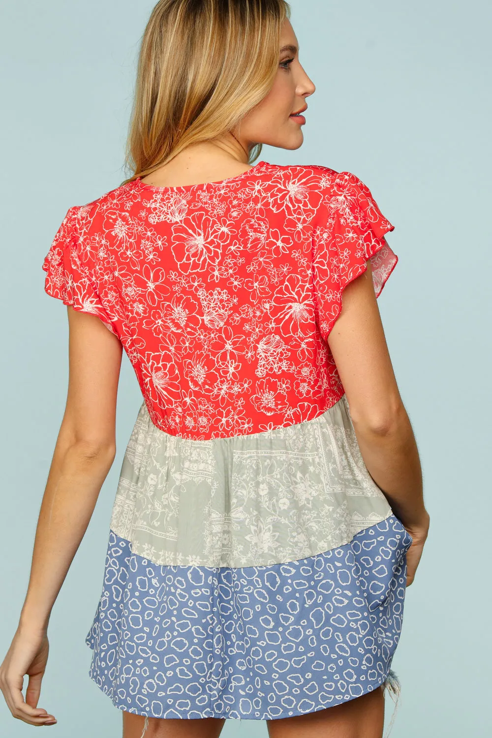 Floral Babydoll Tiered Woven Top