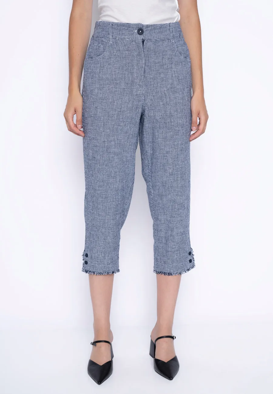 Frayed Edge Button Detail Capri