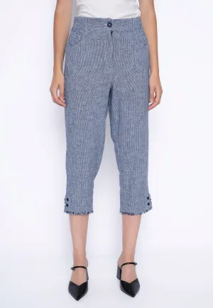 Frayed Edge Button Detail Capri