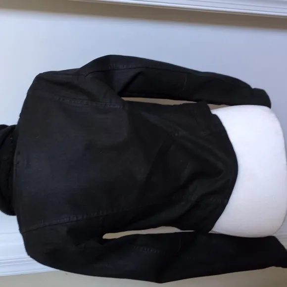 Free People Black Denim Drape Moto Jacket