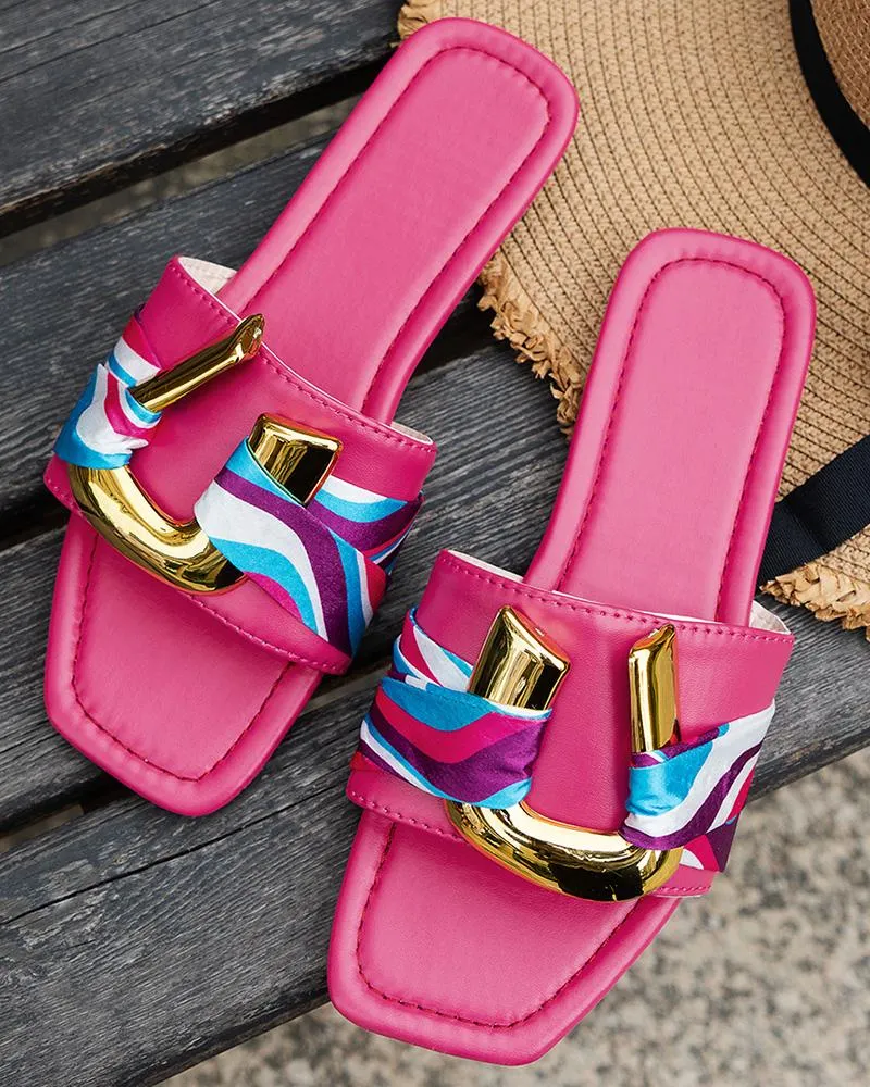Geometric U Pattern Square Fashionable Slippers
