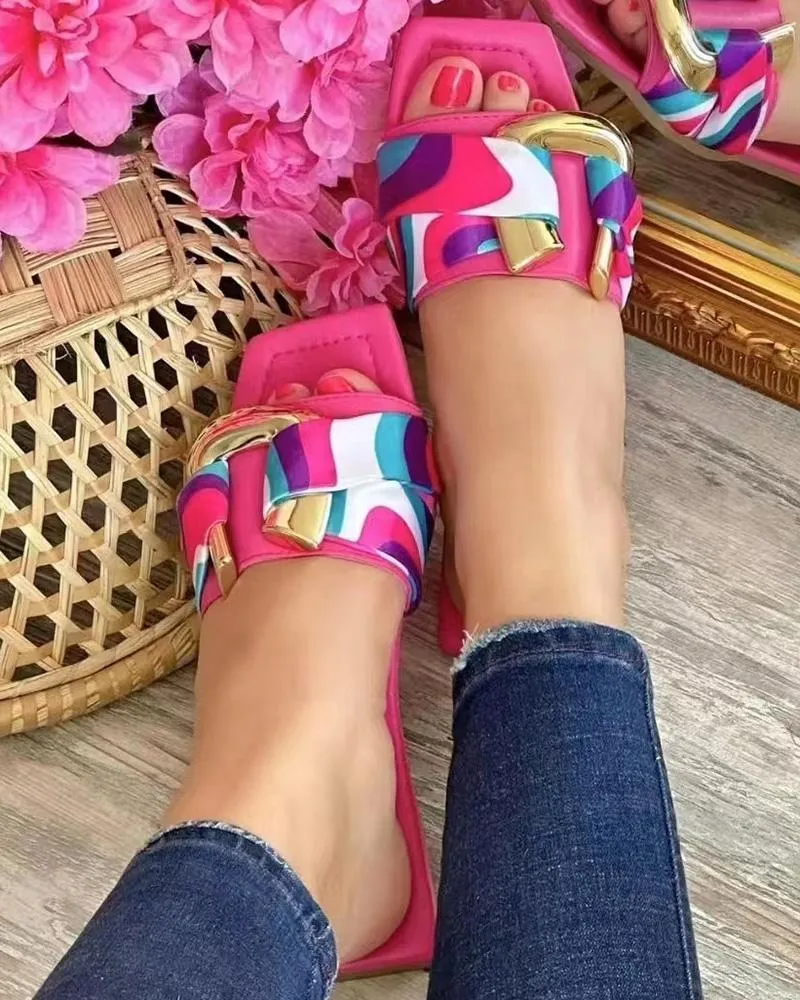 Geometric U Pattern Square Fashionable Slippers