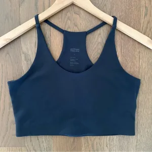 Girlfriend Collective Sustainable Cleo Halter Sports Bra Top Navy Blue Medium