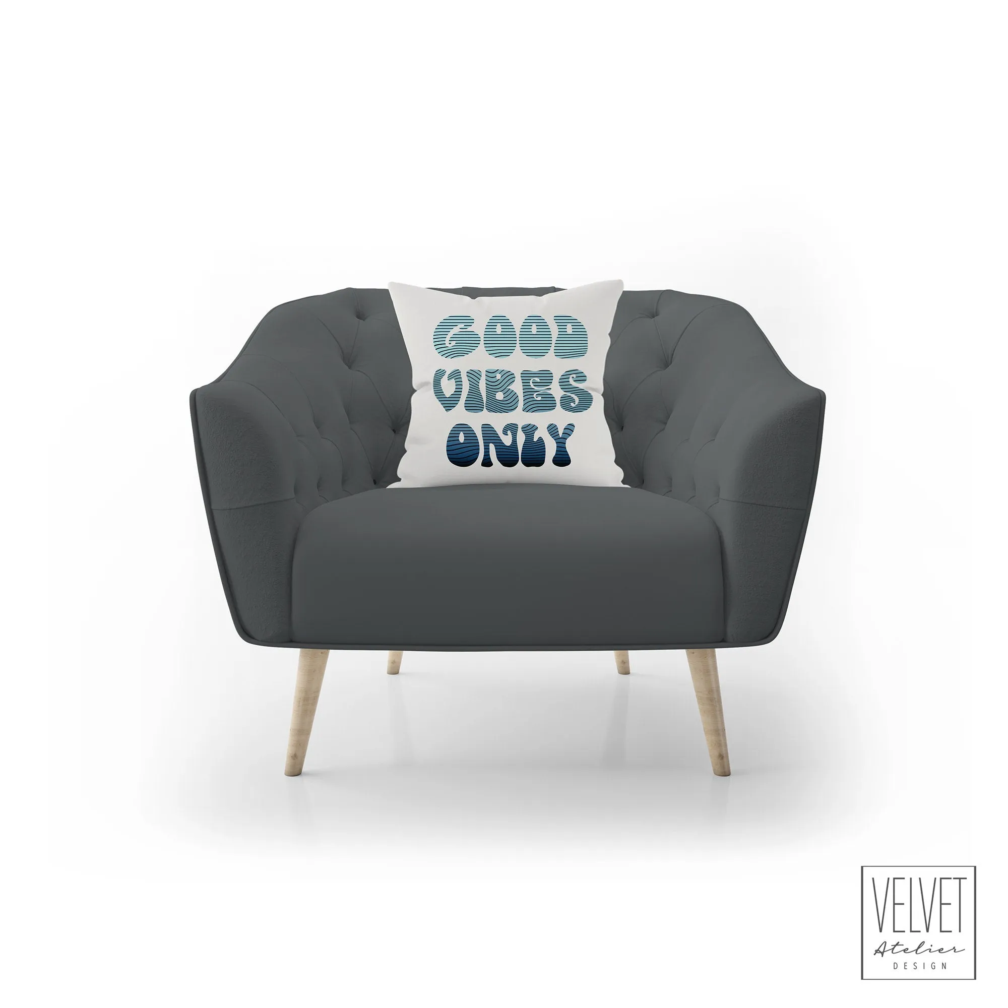 Good vibes only pillow, groovy, Boho pillow, retro pillow, throw pillow, blue colors, home decor, pillow cover and insert, accent pillow