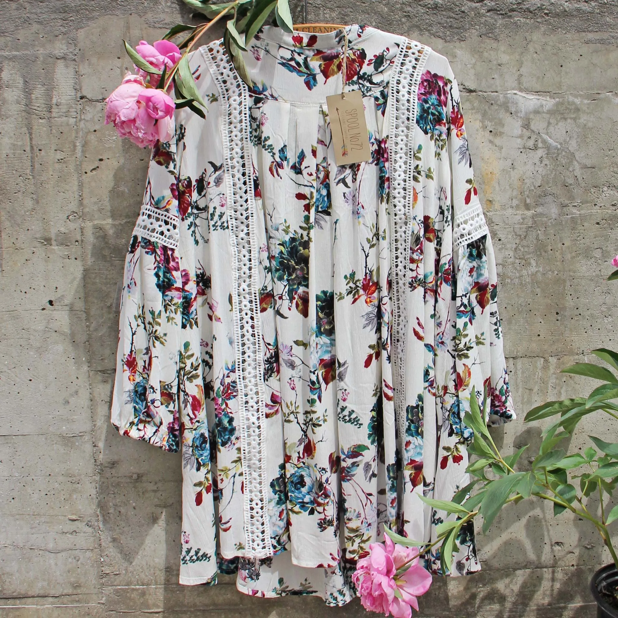 Gypsum Floral Tunic in Sage (wholesale)
