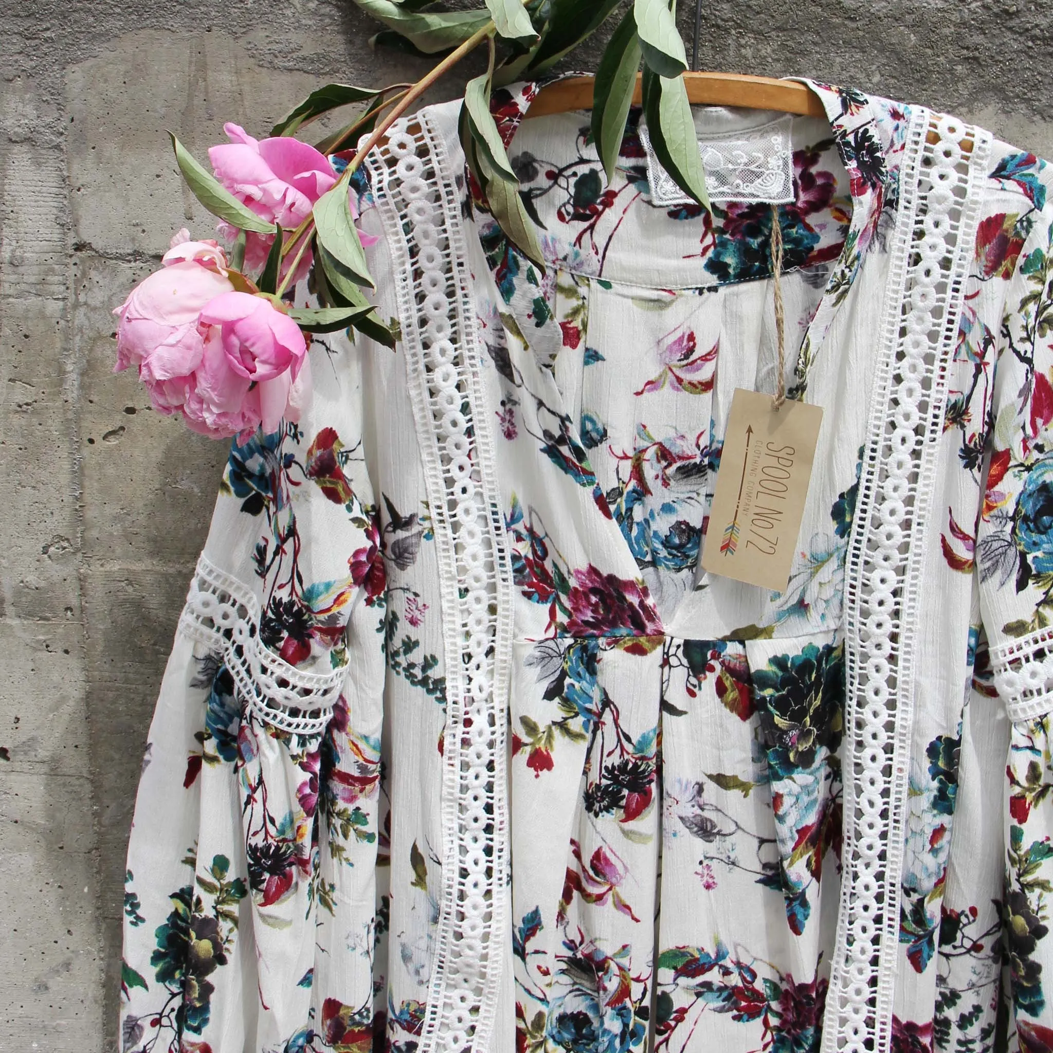 Gypsum Floral Tunic in Sage (wholesale)