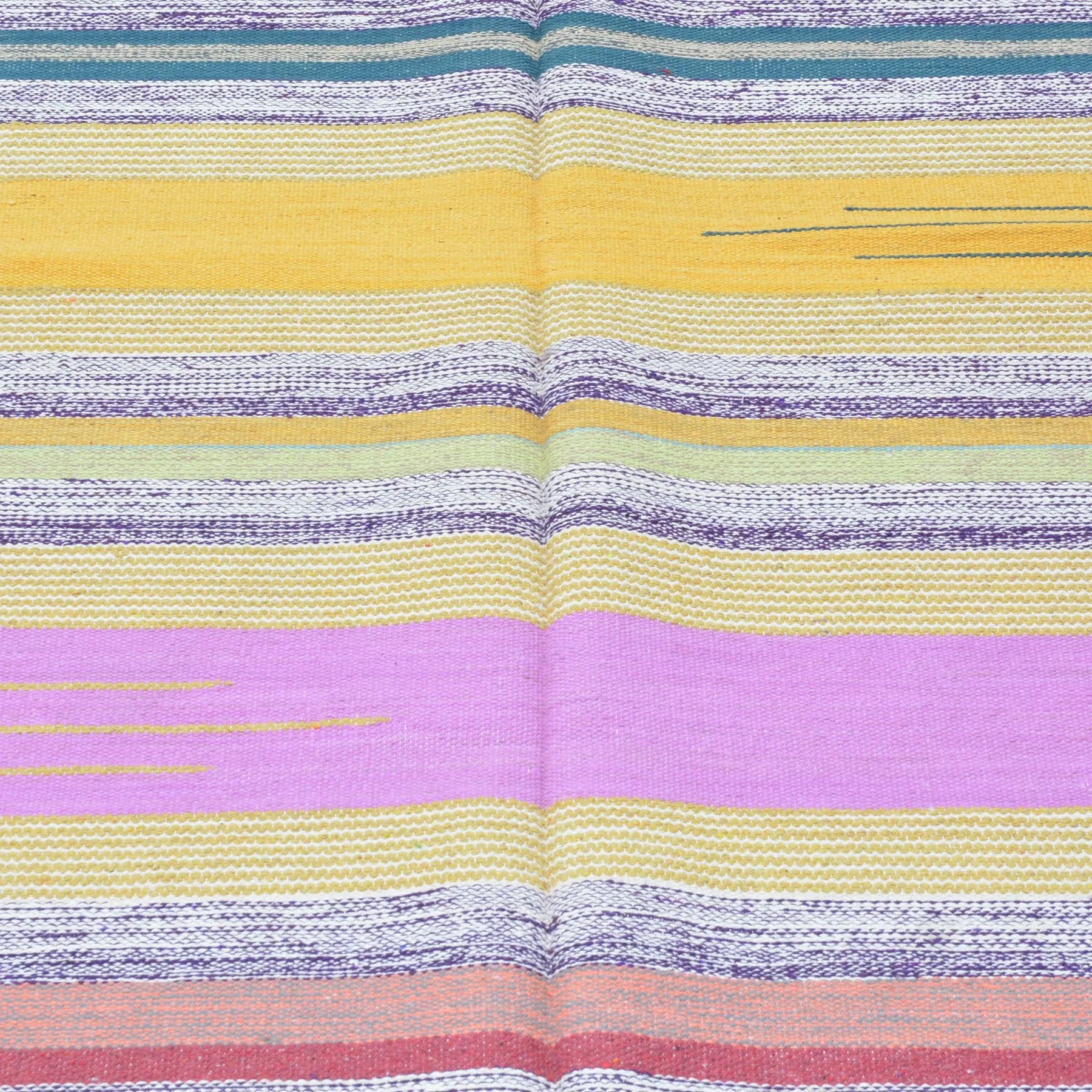 Hand-Woven Cotton Dhurrie Flatweave Reversible Kilim Handmade Rug (Size 3.9 X 5.11) Brrsf-513