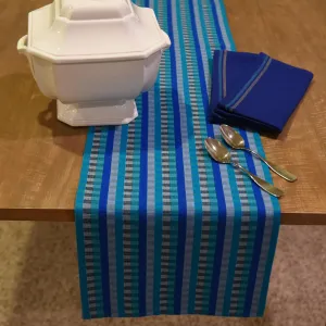 Hand Woven Cuadritos Table Runner | Blue Moon