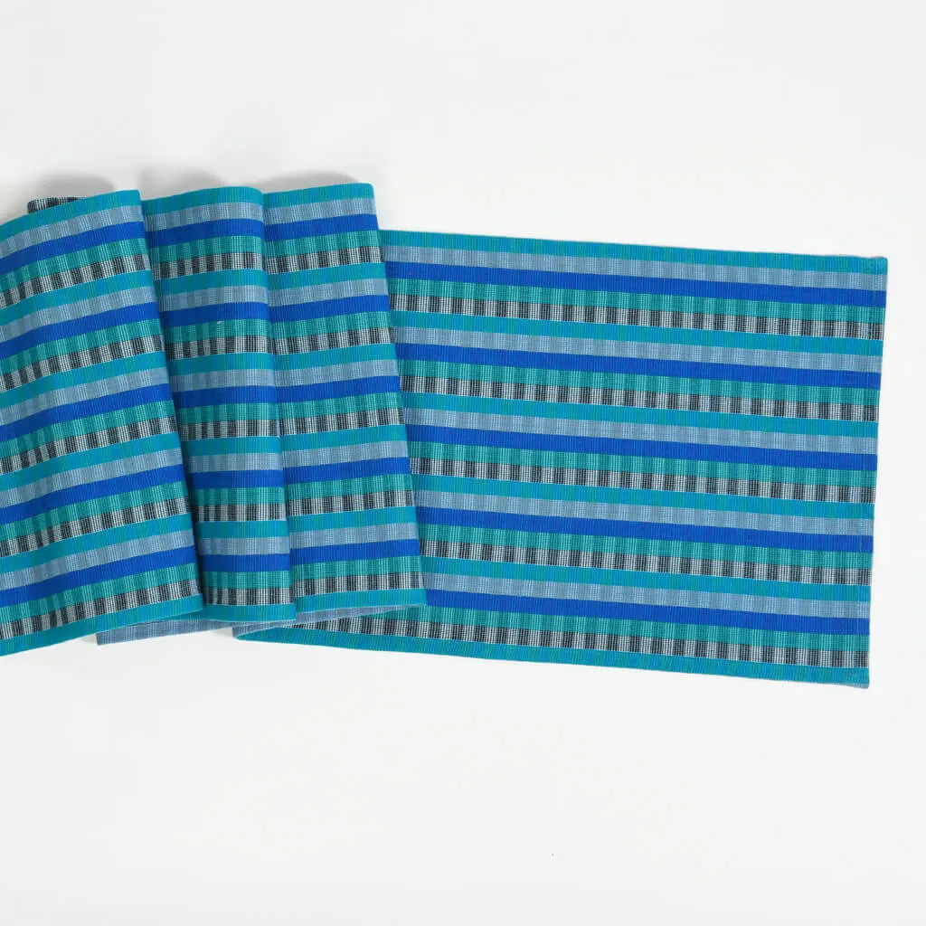 Hand Woven Cuadritos Table Runner | Blue Moon