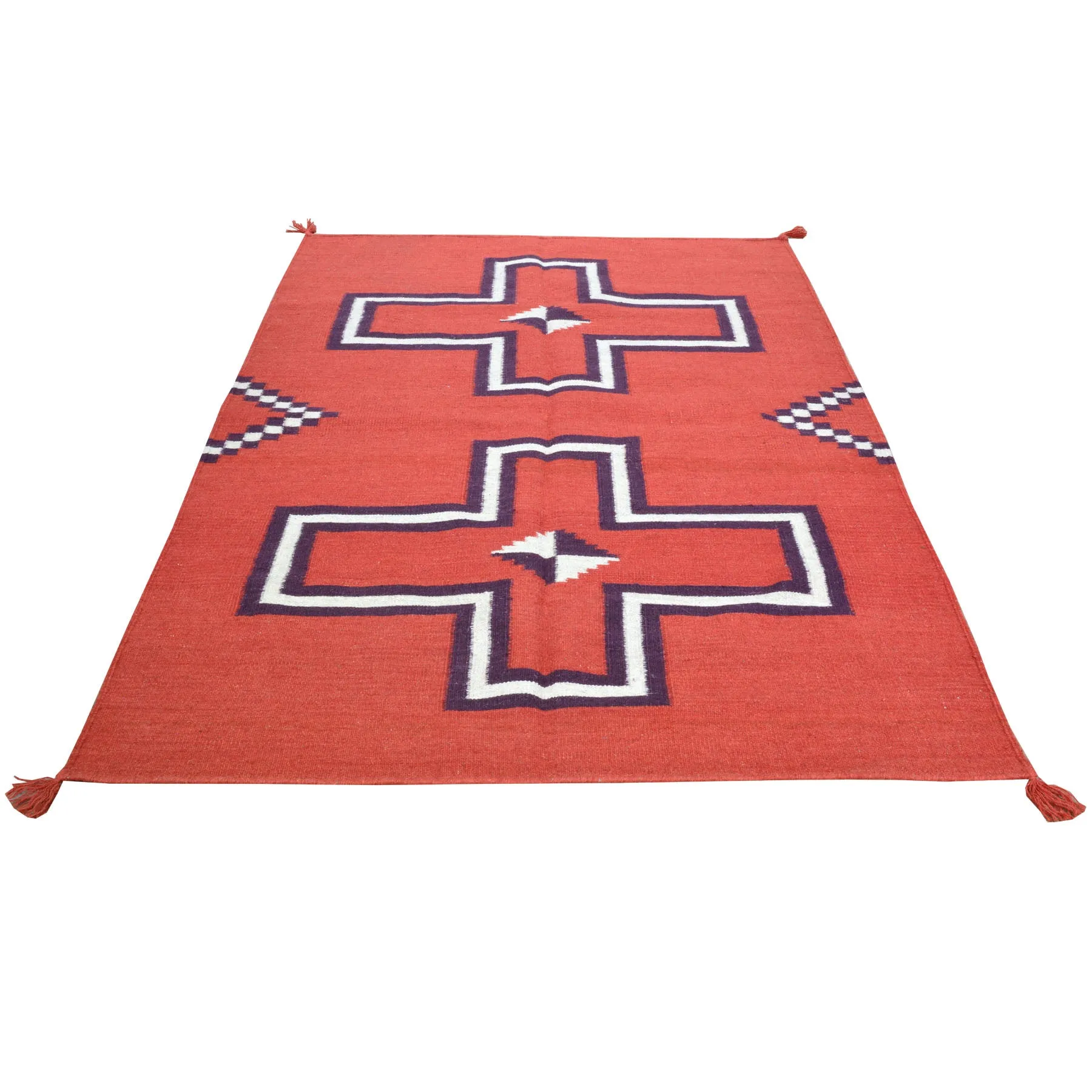 Hand-Woven Fine Southwestern Flatweave Handmade Wool Rug (Size 4.0 X 6.0) Cwral-8373