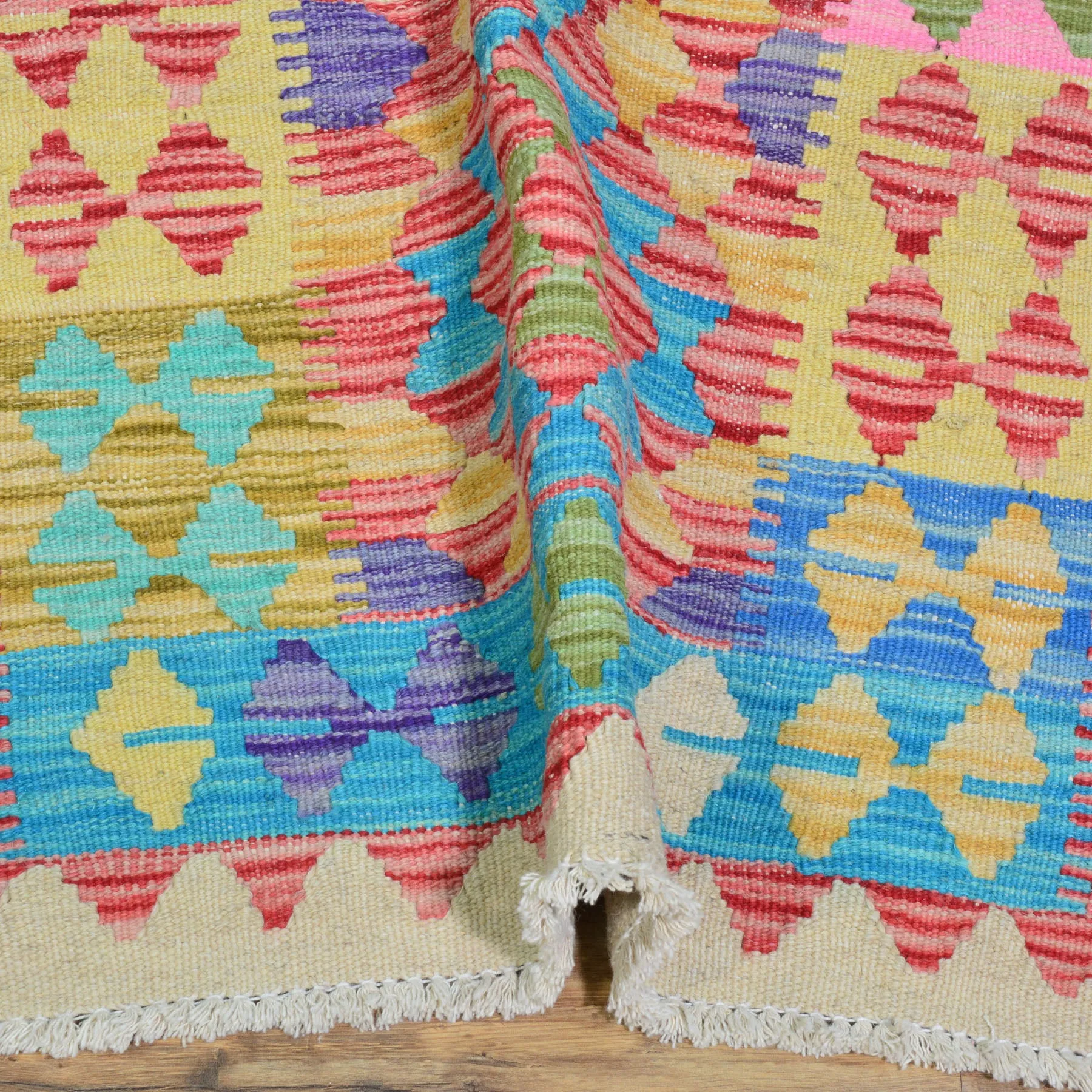 Hand-Woven Reversible Momana Kilim Handmade Wool Rug (Size 2.3 X 6.4) Cwral-10101