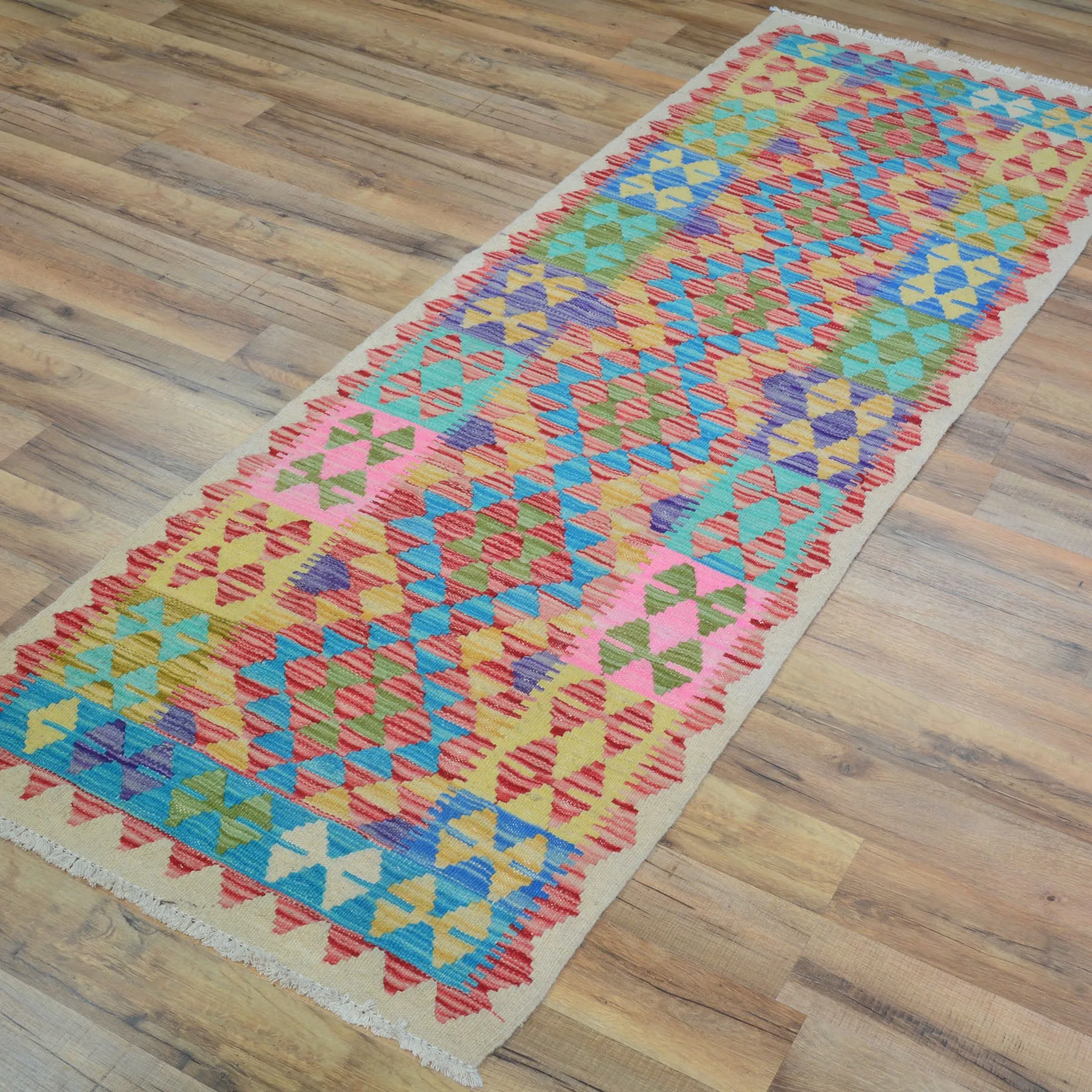 Hand-Woven Reversible Momana Kilim Handmade Wool Rug (Size 2.3 X 6.4) Cwral-10101
