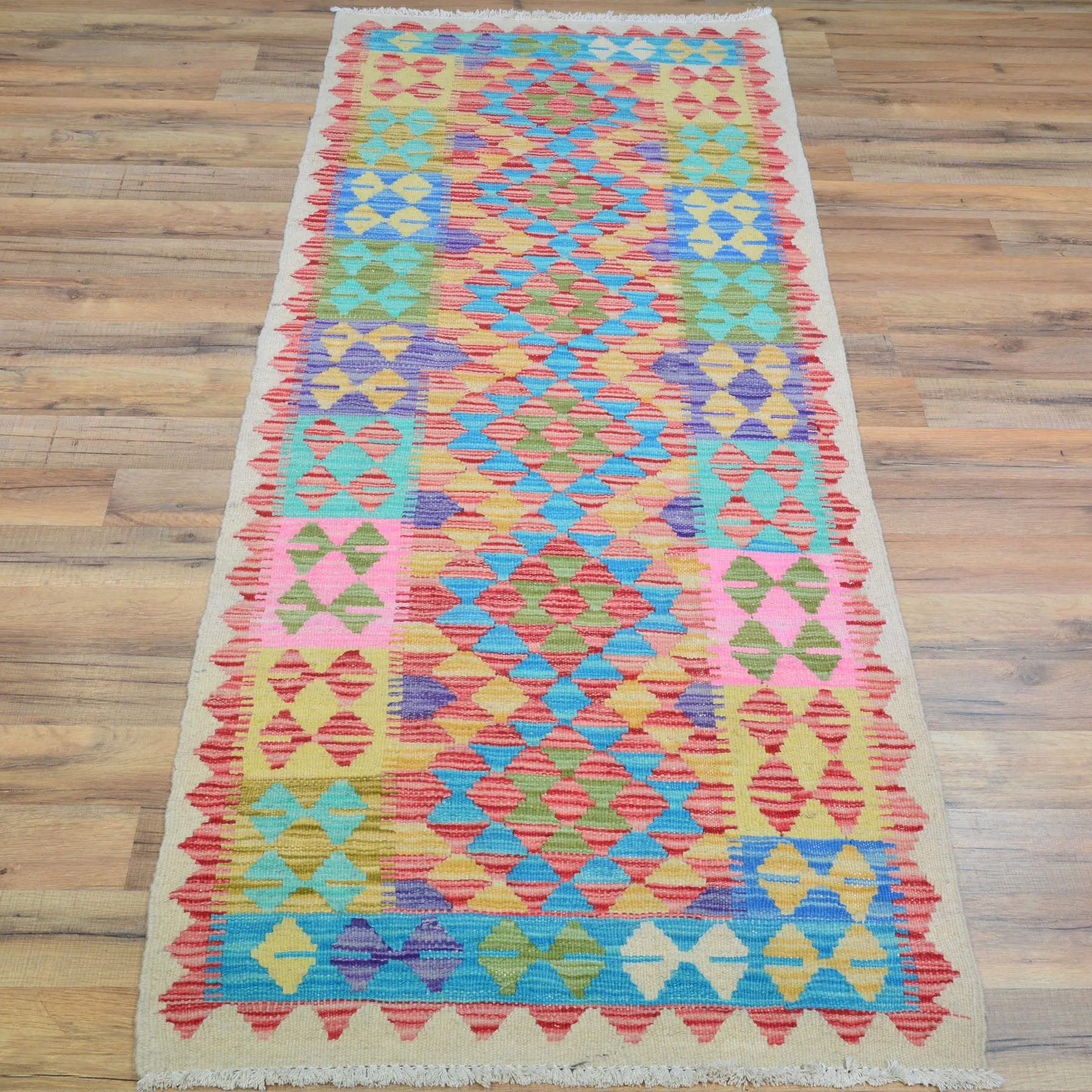 Hand-Woven Reversible Momana Kilim Handmade Wool Rug (Size 2.3 X 6.4) Cwral-10101