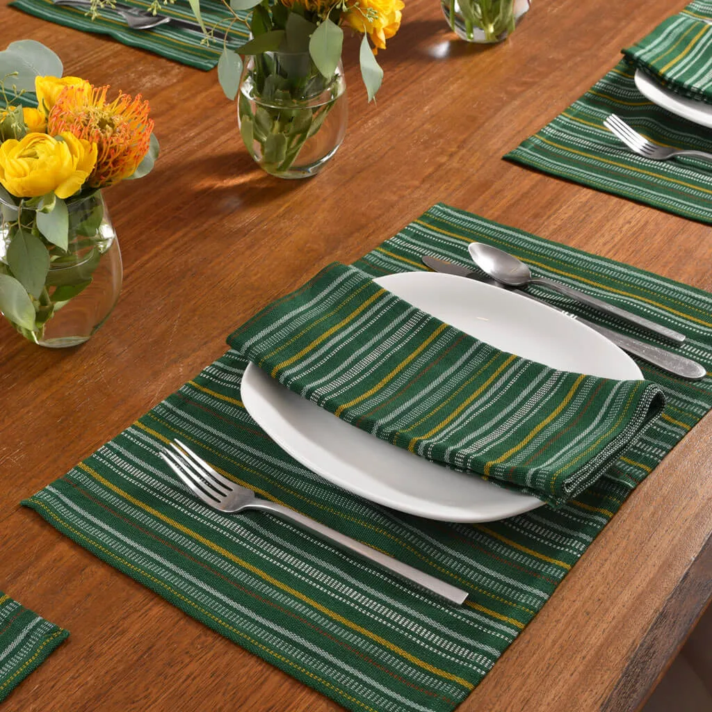 Hand Woven Table Napkins | Poblano Stripe