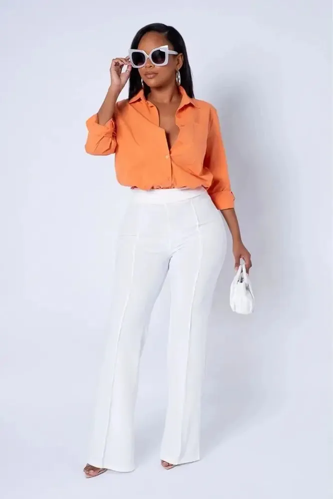 High Waisted White Pants