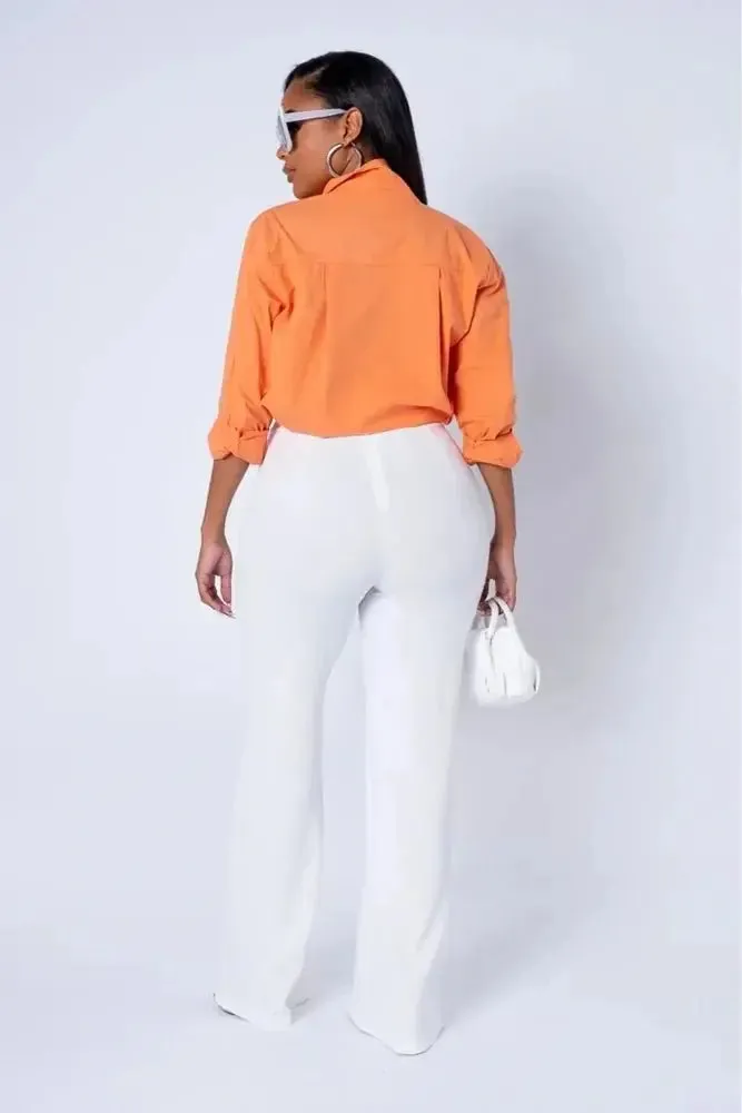High Waisted White Pants
