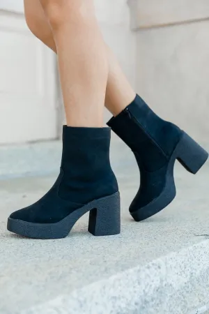 Hilary Black Square Toe Platform Booties FINAL SALE