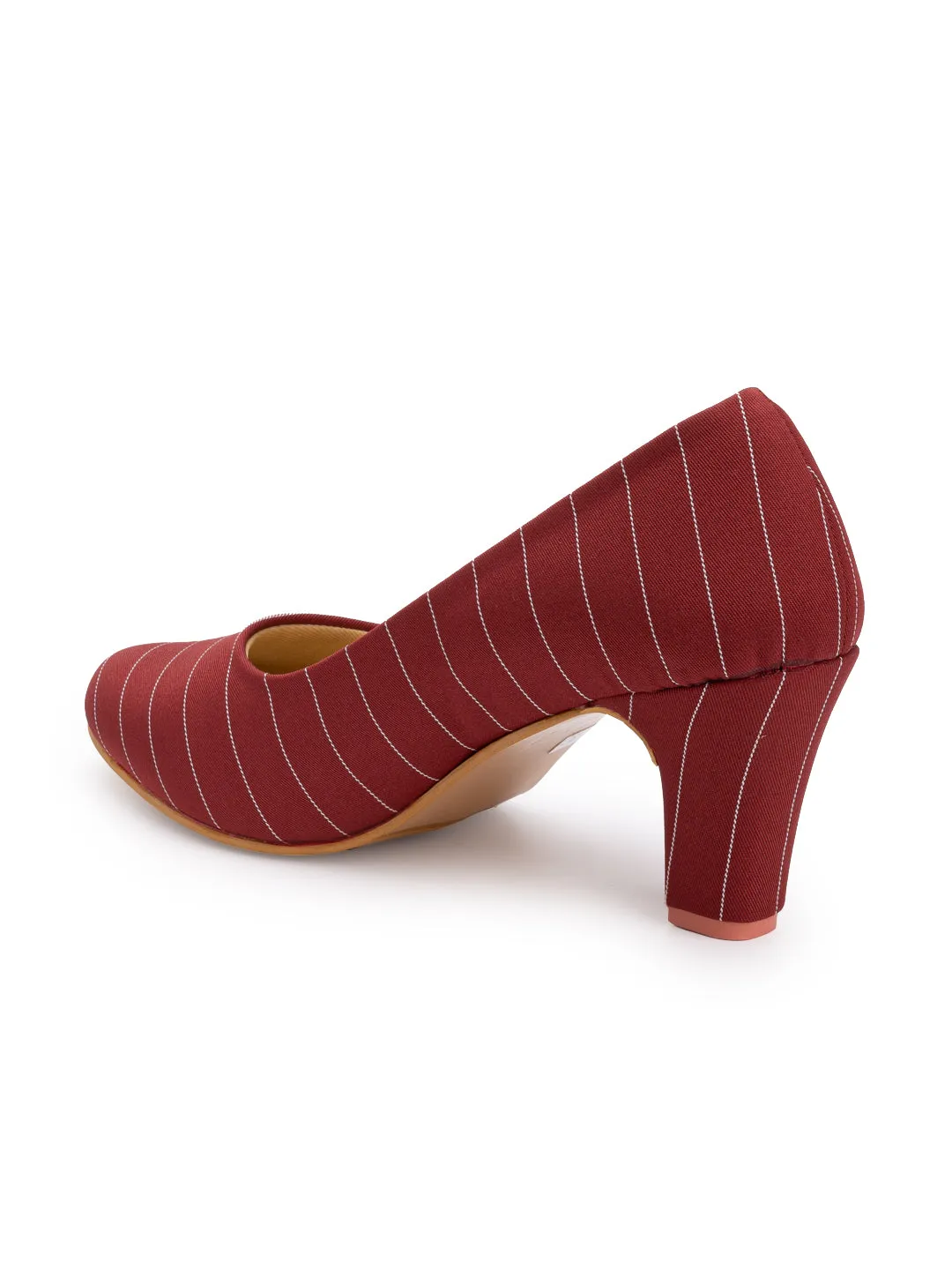 Hydes N Hues Women Red Striped Pumps