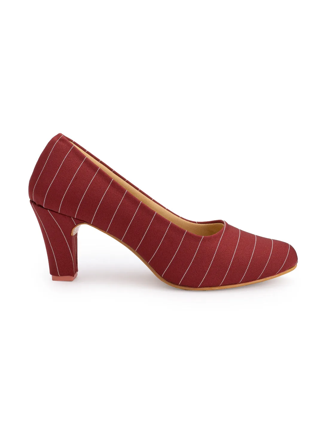 Hydes N Hues Women Red Striped Pumps