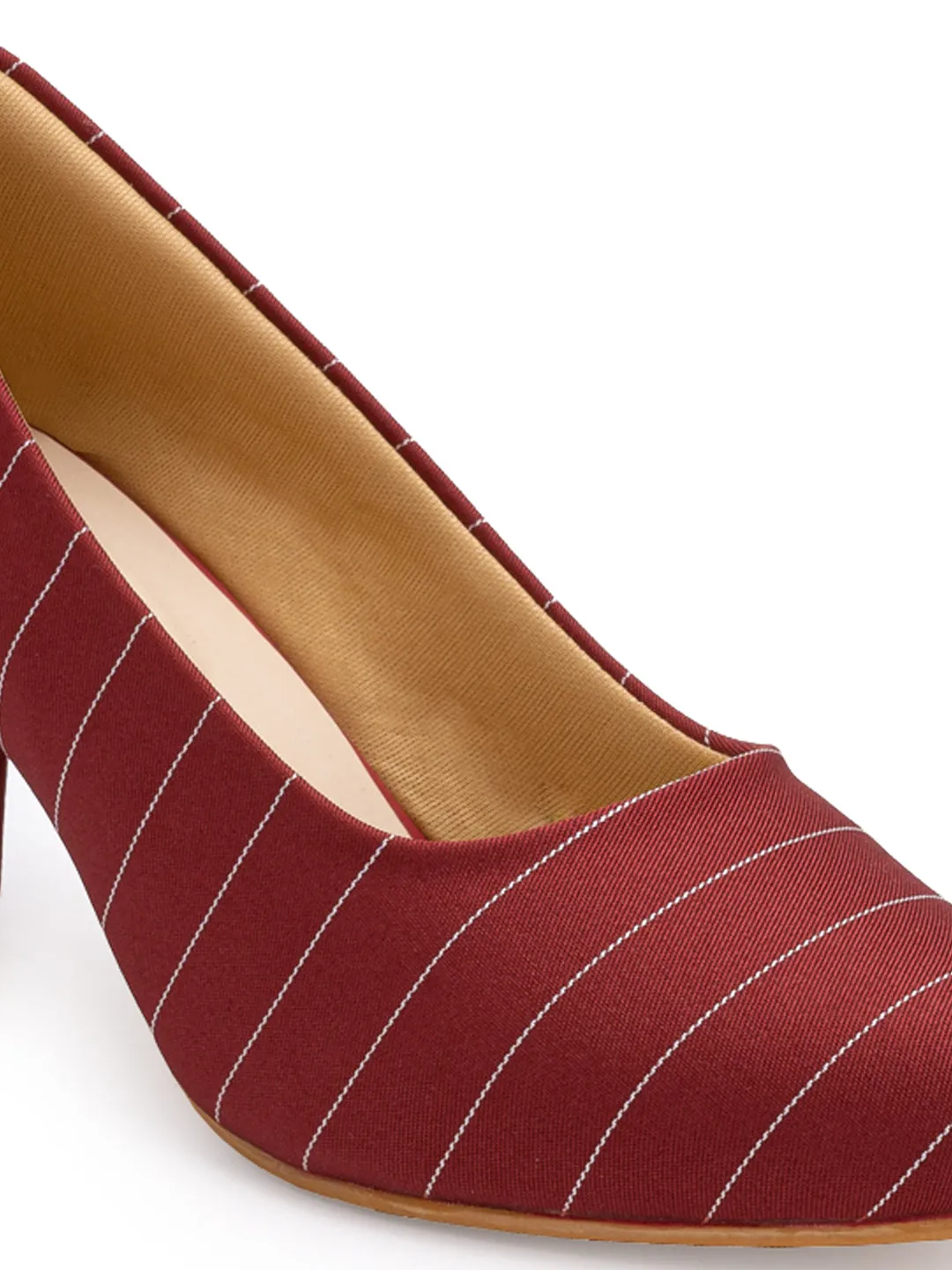 Hydes N Hues Women Red Striped Pumps