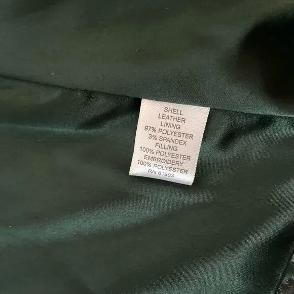 Isaac Mizrahi Live Emerald Green Suede Leather Jacket Size 4