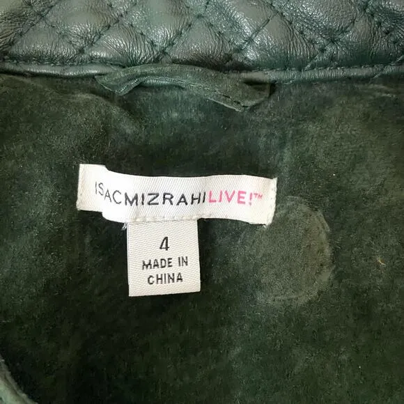 Isaac Mizrahi Live Emerald Green Suede Leather Jacket Size 4