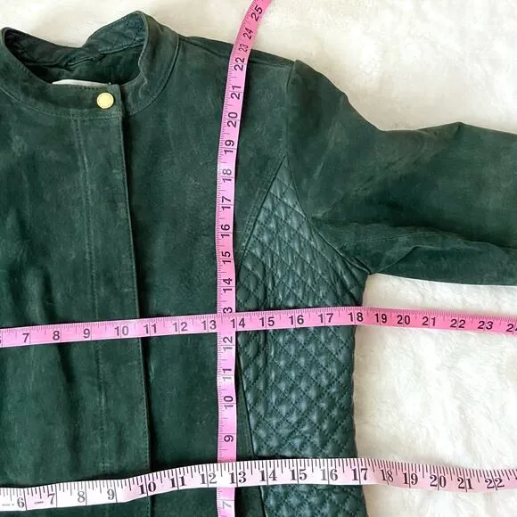 Isaac Mizrahi Live Emerald Green Suede Leather Jacket Size 4